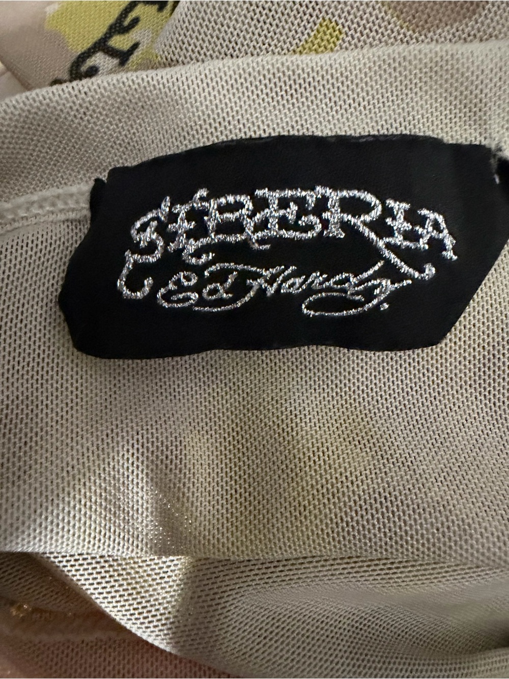RARE ED HARDY x SIBERIA HILLS Sheer Mesh Butterfly Leopard Tattoo Mini Dress L - Picture 4 of 10